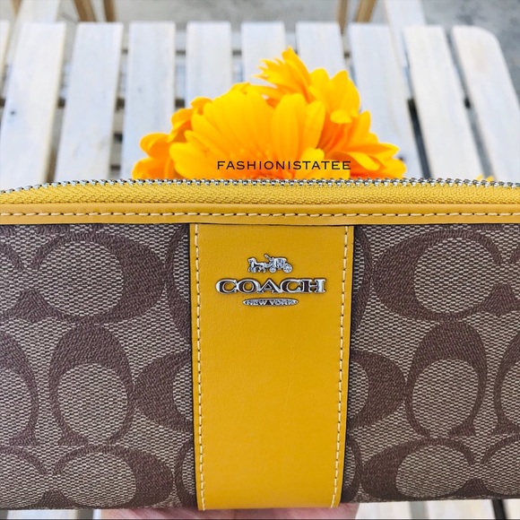 Coach signature PVC leather Khaki flax wallet new - Picture 3 of 8